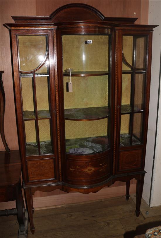 An Edwardian inlaid mahogany display cabinet, W.3ft 9in. D.1ft 6in. H.6ft 6in.